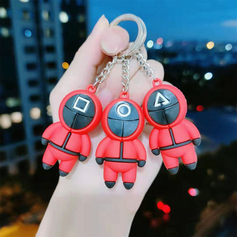 New Arrival 3d Pvc Soft Squid Game Keyring Figures Pendant