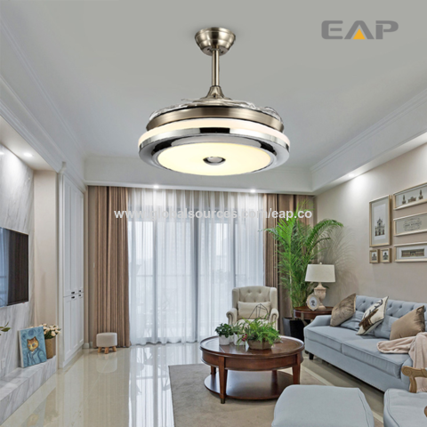 Ventilador de techo de cristal moderno de 42 pulgadas, lámparas regulables  con luces LED y ventilador de techo retráctil remoto para sala de estar