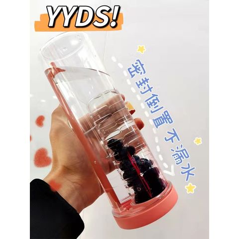 700ml Clear Plastic Juice Bottles with Tea Infuser and Straw Portable Drink  Bottles Lemon Juice Fruit Homemade Beverages Water Bottle Dry and Wet