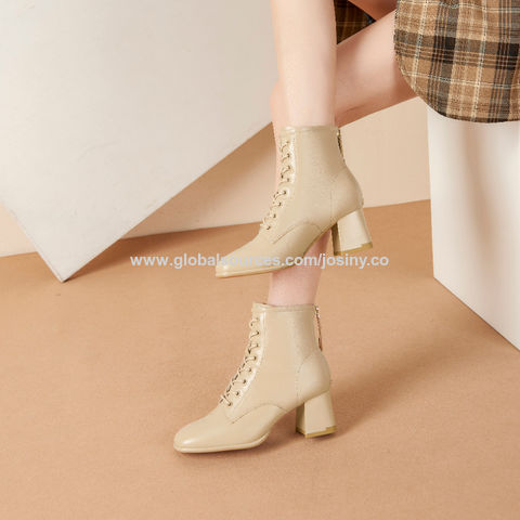 Ladies Spot On Lace Up Ankle Boots