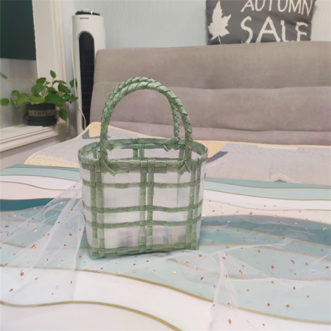 Custom Retro Vintage Eco-Friendly PVC Jelly Basket Tote Bag Beach