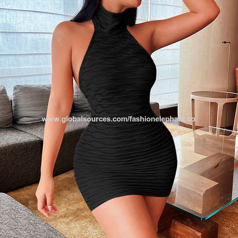 VBARHMQRT Female Easter Dress for Women Maxi Women Fashion Solid Backless  Dress Bow High Neck Sexy Hip Wrap Dress Petite Dresses for Women 2024 Black