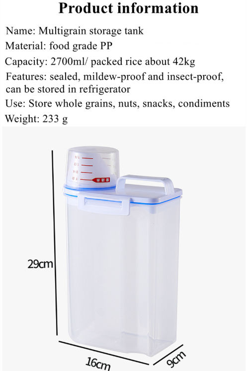 Home Food Storage Rice Bucket Kitchen Plastic Grains Insect-Proof