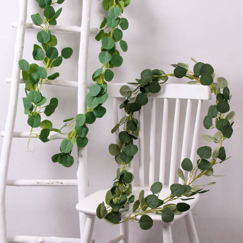 2m Artificial Green Eucalyptus Garland Leaves Vine With Rose Flowers Wall Hanging  Plants Ivy Wreath Decor For Home Wedding