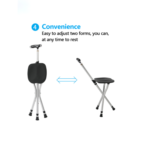 Bastones plegables con asiento para caminar bastón Asiento esmerilado con masaje de piedra de terapia magnética