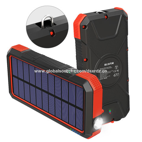 BLAVOR Solar Power Bank, PD18W QC3.0 Fast Charging 10W Wireless Charger  20000mAh Solar Powered Powerbank with Type C Input/Output, IPX5 Waterproof