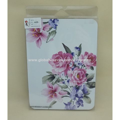 Ensemble de 4 sets de table en liège de 29 cm avec motif floral en PVC, imperméables, plus de tailles et de motifs disponibles, livraison en 20 jours