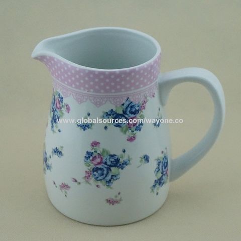 Jarra de agua de cerámica azul de 1.5L, botella de jugo de té de leche