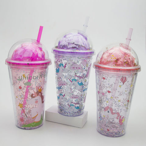 Buy Wholesale China Manufacturers Wholesale Double Plastic Cups Straw Cups  Unicorn Starry Sky Sequins Double Lid Cup & Plastic Cups at USD 1.5