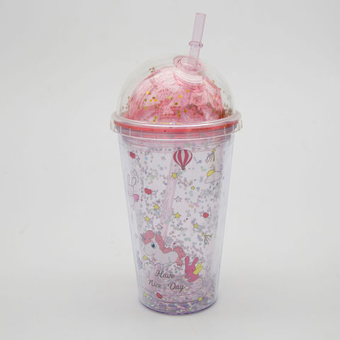 Buy Wholesale China Manufacturers Wholesale Double Plastic Cups Straw Cups  Unicorn Starry Sky Sequins Double Lid Cup & Plastic Cups at USD 1.5