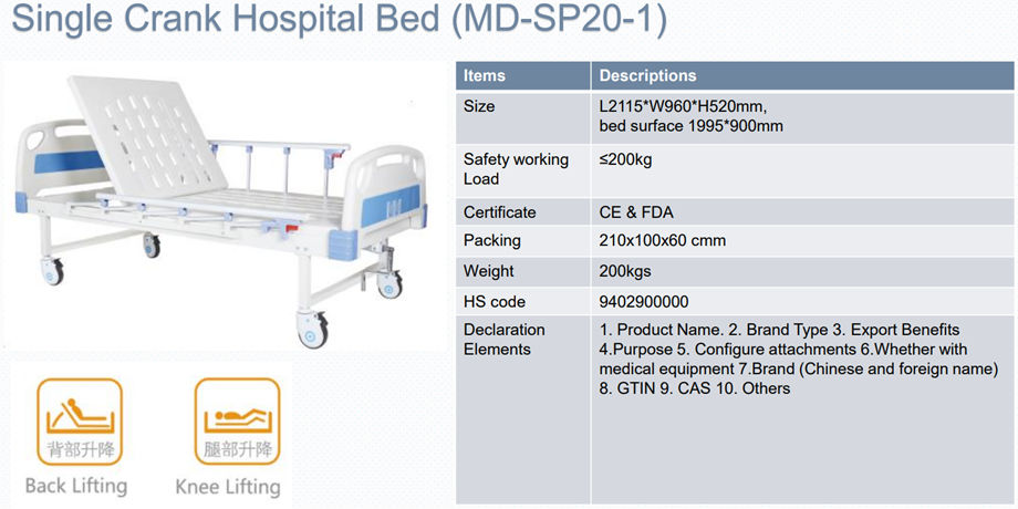 Hospital Bed Single Crank Manual Three, Is A Hospital Bed The Same Size As Single