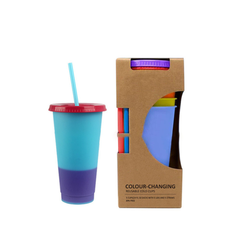 16oz Reusable Color Changing Tumbler Coffee Cups - 5 Pack Heat
