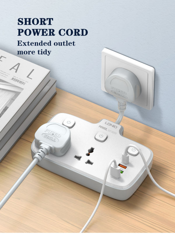 LDNIO SC2413 Wholesale Price Power strip USB socket 2 outlet+PD+QC 3.0 port fast charging socket supplier