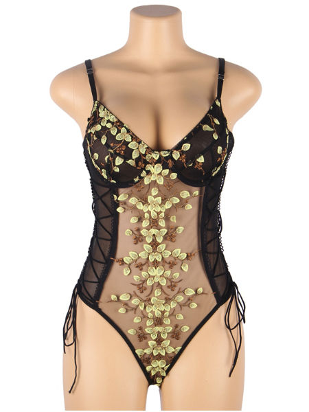 Lace and micromesh bodysuit, Miiyu, Women's bodysuits, Lingerie