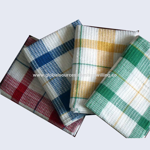set Of 5] Simple Checkered Design Dish Towels, Exported Tea Towels,  Cleaning Cloths For Kitchen, Water Absorbent & Lint Free