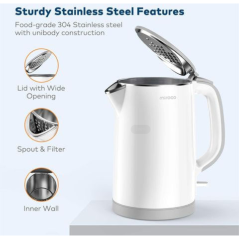 Electric Kettle, 0.8L Portable Travel Kettle with Double Wall Construction,  304