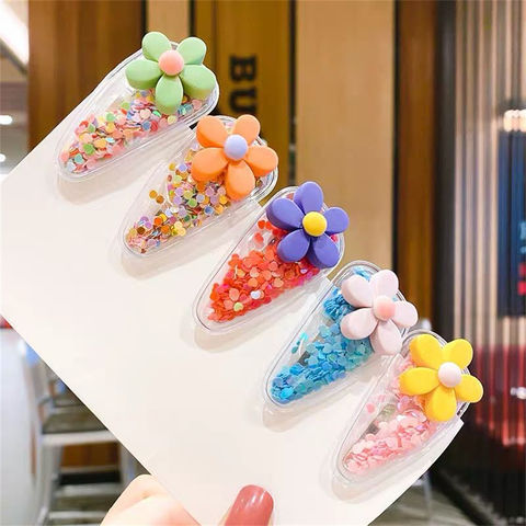 5Pcs Candy Color Hairpins Snap Hair Clip Kids Girl Barrettes BB