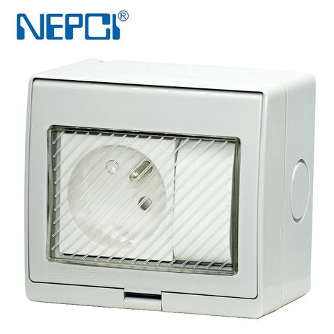 Caixa à prova d'água IP55 com tomada francesa XJY-QB-201-45/33-1 85*70mm, caixa de interruptor elétrico