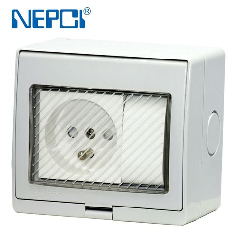Caixa à prova d'água IP55 com tomada francesa XJY-QB-201-45/33-1 85*70mm, caixa de interruptor elétrico