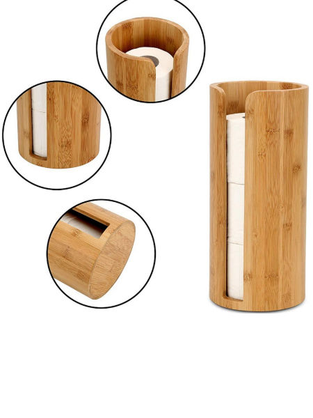 Buy Wholesale China Round Bamboo Toilet Paper Roll Holder Bamboo