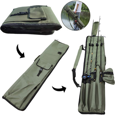 Lixada Fly Fishing Rod Case Water-resistant Canvas Fishing Rod Tube Case Fly  Fishing Rod Gear Bag 
