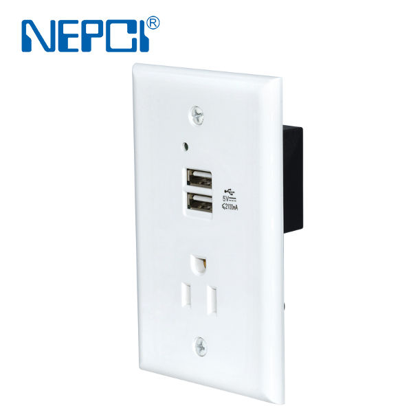 NEPCI 115*70 DC5.0V 2.1A electrical outlet parameters 100-240V 15A USB wall socket supplier