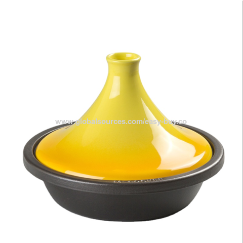 Olla Tajine de Hierro Fundido con Tapa de Cerámica - Olla Marroquí para Cocinar