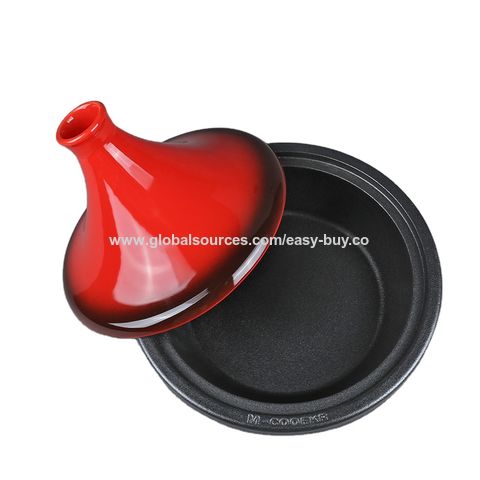 Olla Tajine de Hierro Fundido con Tapa de Cerámica - Olla Marroquí para Cocinar