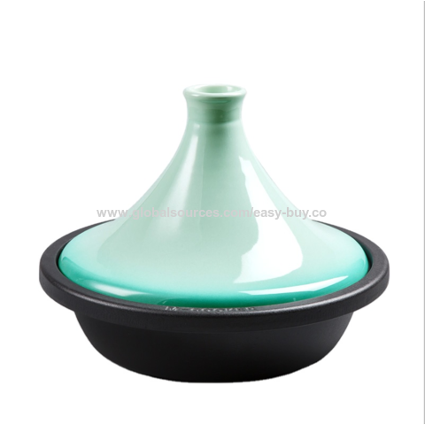 Olla Tajine de Hierro Fundido con Tapa de Cerámica - Olla Marroquí para Cocinar