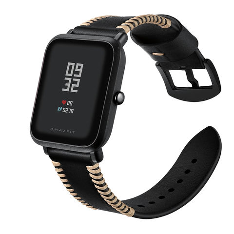 Correa de Reloj de Cuero Genuino con Costuras de 20MM para Huami Amazfit Bip