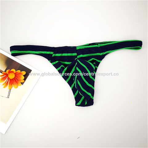 Men Sexy U Convex Striped Briefs Boys Thongs T-back G-string Teenager  Underwear