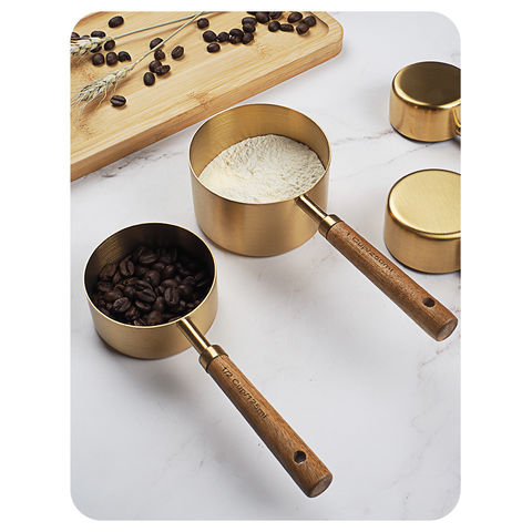 8Pcs Measure Cup and Spoon Set Gold Measuring Cup Spoon Set with