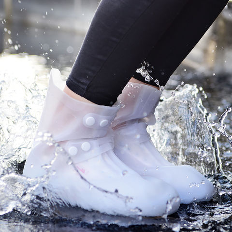 White transparent silicone shoes waterproof cover rainboots long rainy