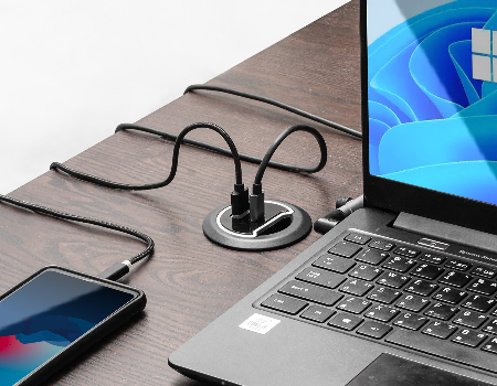 Terminal de chargeur USB de bureau, double câble d'extension USB A + C de 1,6 m, fournisseur