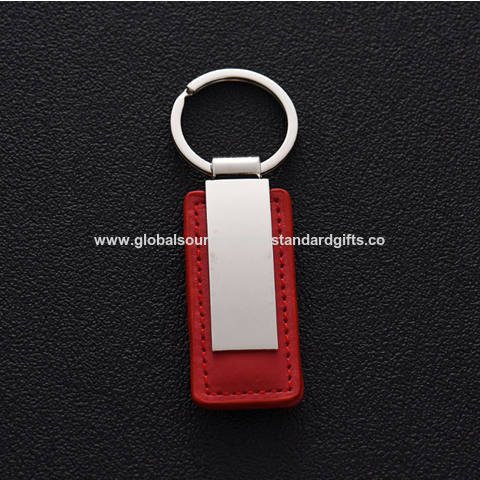 Personalized Leather Round Keytag Logo Keychain