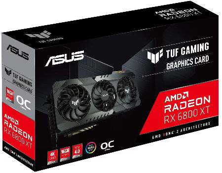 ASUS TUF Gaming AMD Radeon™ RX 6800 XT OC Edition Graphics Card (PCIe 4.0,  16GB GDDR6, HDMI 2.1, DisplayPort 1.4a, Dual Ball Fan Bearings
