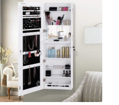 White Wall Mirror Jewelry Cabinet, Bed Bath And Beyond Jewelry Armoire
