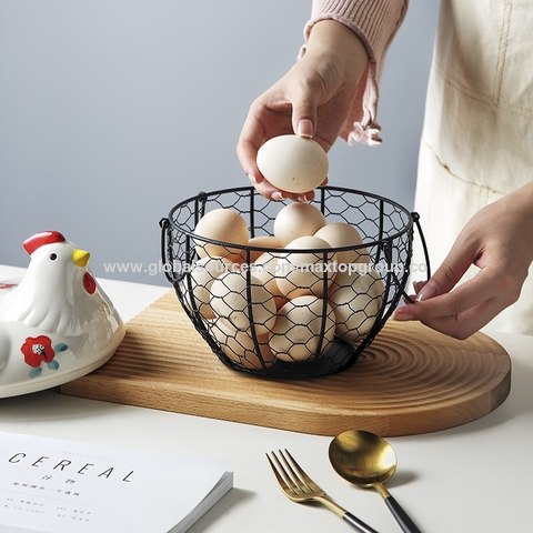 HOME-X Chicken Egg Basket for Egg Storage, Ceramic and