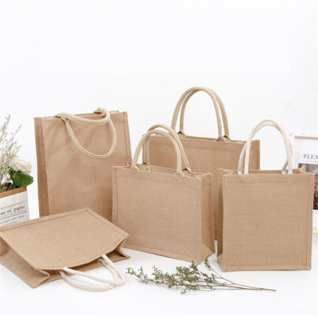 Jute Tote Reusable Grocery Bag for Women Shopping Tote Gift Bags for Wedding jute tote bag supplier