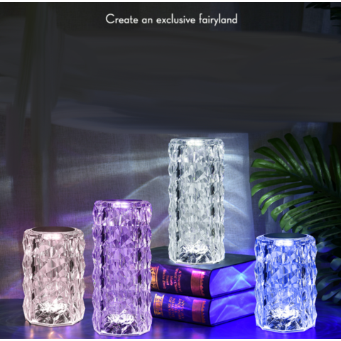 Mini Crystal Diamond Table Lamp Crystal Bedside Lamp Warm Light/White Bed  Lamp Decorative LED Night Light Sleeping Bedside Lamp Battery Powered Desk