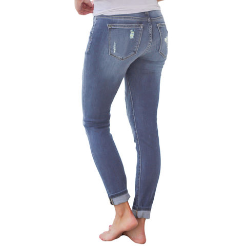 Compre Verão Novo Angustiado Harlem Calças Arte Grande Bordado Versátil  Crop Jeans e Jeans de China por grosso por 13 USD