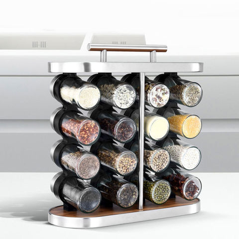 4/6/9/12pcs Magnetic Spice Jars with Wall Mounted Rack Tray Stainless Steel  Spice Tins Spice Seasoning Containers