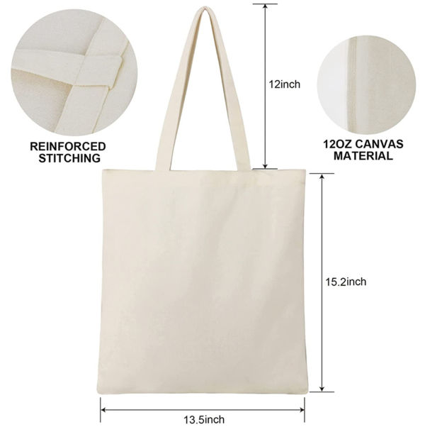 Bolsas reutilizables de tela para compras (paquete de 5) súper fuertes,  grandes, 12 onzas, 100% algodón, bolsa de lona bordada a la moda, haz tus