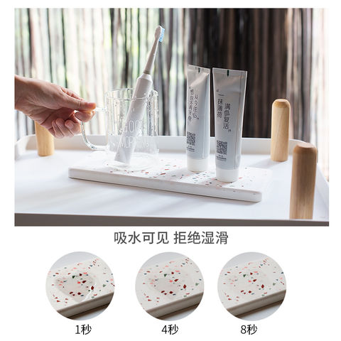 Buy Wholesale China Vanity Top Tray Manufacturer Soap Dish Toothbrush  Holder Diatomite Terrazzo Tray & Diatomite Vanity Top Tray Manufacturer at  USD 2.9