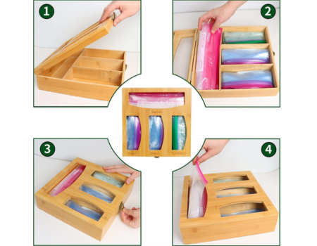 Buy Wholesale China Ziplock Bag Storage Organizer For Kitchen Drawer,  Bamboo Baggie Organizer, Compatible With Lock & Ziplock Bag Storage  Organizer at USD 6.48