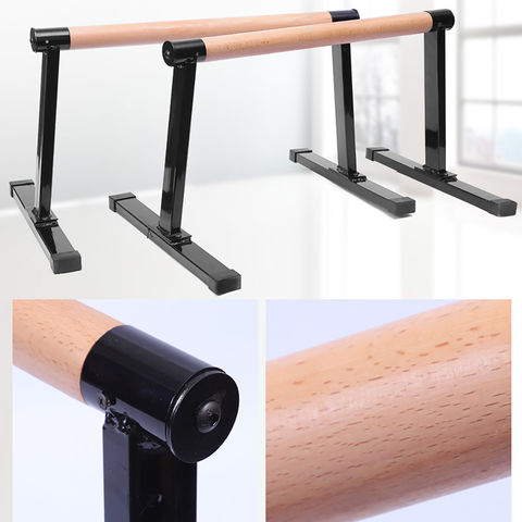 Equipo de calistenia de barra de empuje, barras de paraletas de madera  maciza para uso en el suelo, barra de flexión perfecta y asas de empuje  para