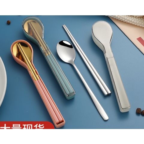 Matte Travel Utensils Set, 8-Piece Metal Travel Silverware Portable Camping  Reusable Cutlery Flatware Set Includes Knife, Fork, Spoon, Chopsticks,  Straws, Cleaning Blush - Pink Case 