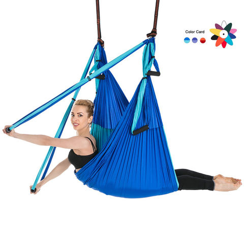 Premium Aerial Yoga Swing Set - Strong and Durable Hammock for Inversions -  600 lbs Capacity - Includes Foam Handles and Hanging Straps - Great