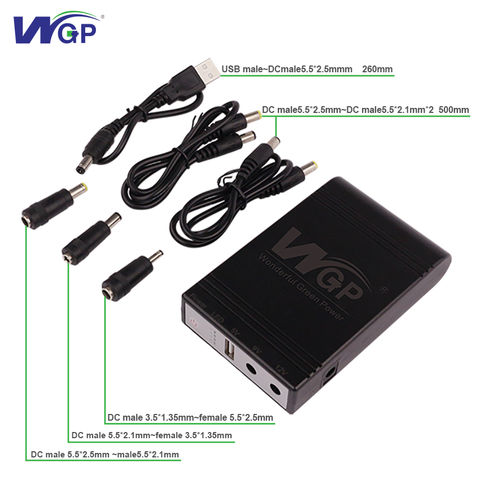 Portable 14W UPS & power bank, USB port, 5/9/12VDC outputs
