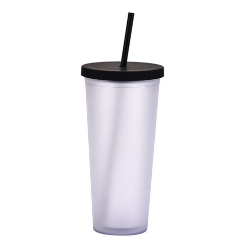 710ml Black White Straw Cup With Lid Coffee Cup Reusable Cups